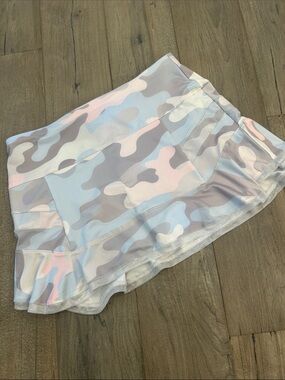 Lucky in Love Camo Ruffle Hem Athletic Skort